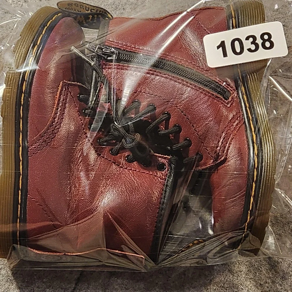 Dr Martens 1460 T Boots Kids Size 8 Oxblood Red‎ Leather Lace Up Zip Ankle